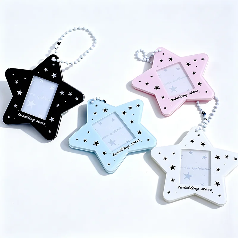 1 Inch Cute Star Shaped Acrylic Photocard Holder Twinkling Stars Mini Photo Sleeve for Kpop Photocard Collection Bag Pendant