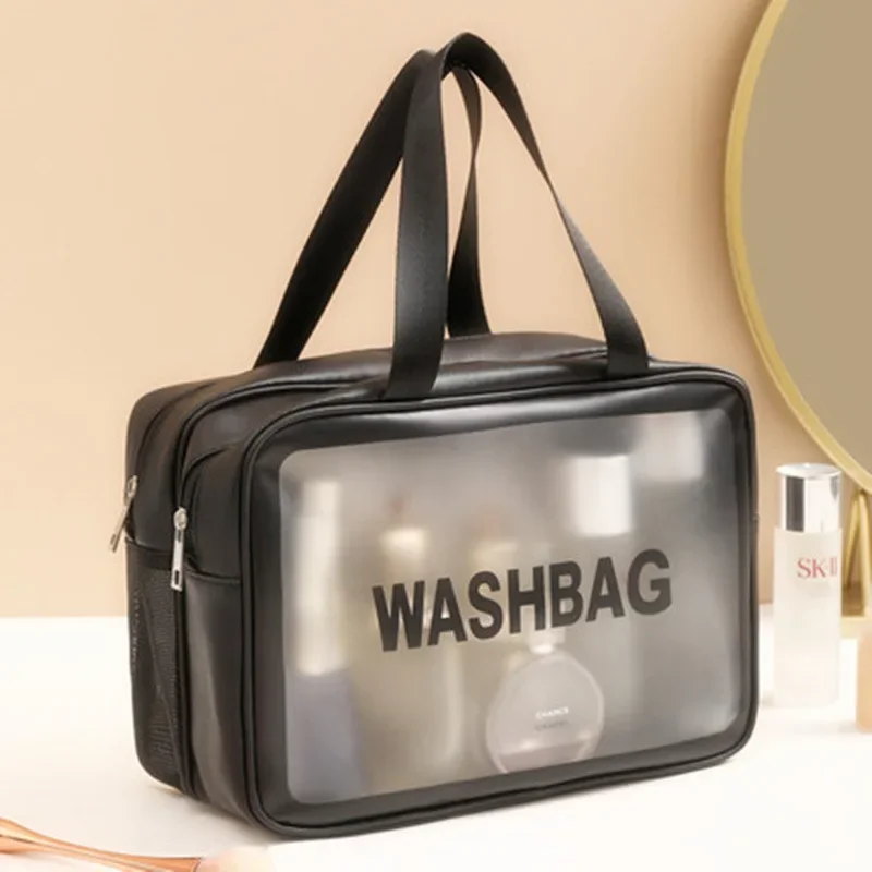 Dry-Wet Separation Partition Toiletry Bag Portable PVC Double-Layer Cosmetic Storage Bag for Travel, Beach, Pool Bathing