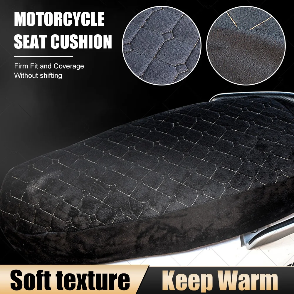 1PCS Universal Motorcycle Seat Cover Warm Fleece Winter Seat Cushion Electric Scooter Seat Protector Cover Motorcycle Parts