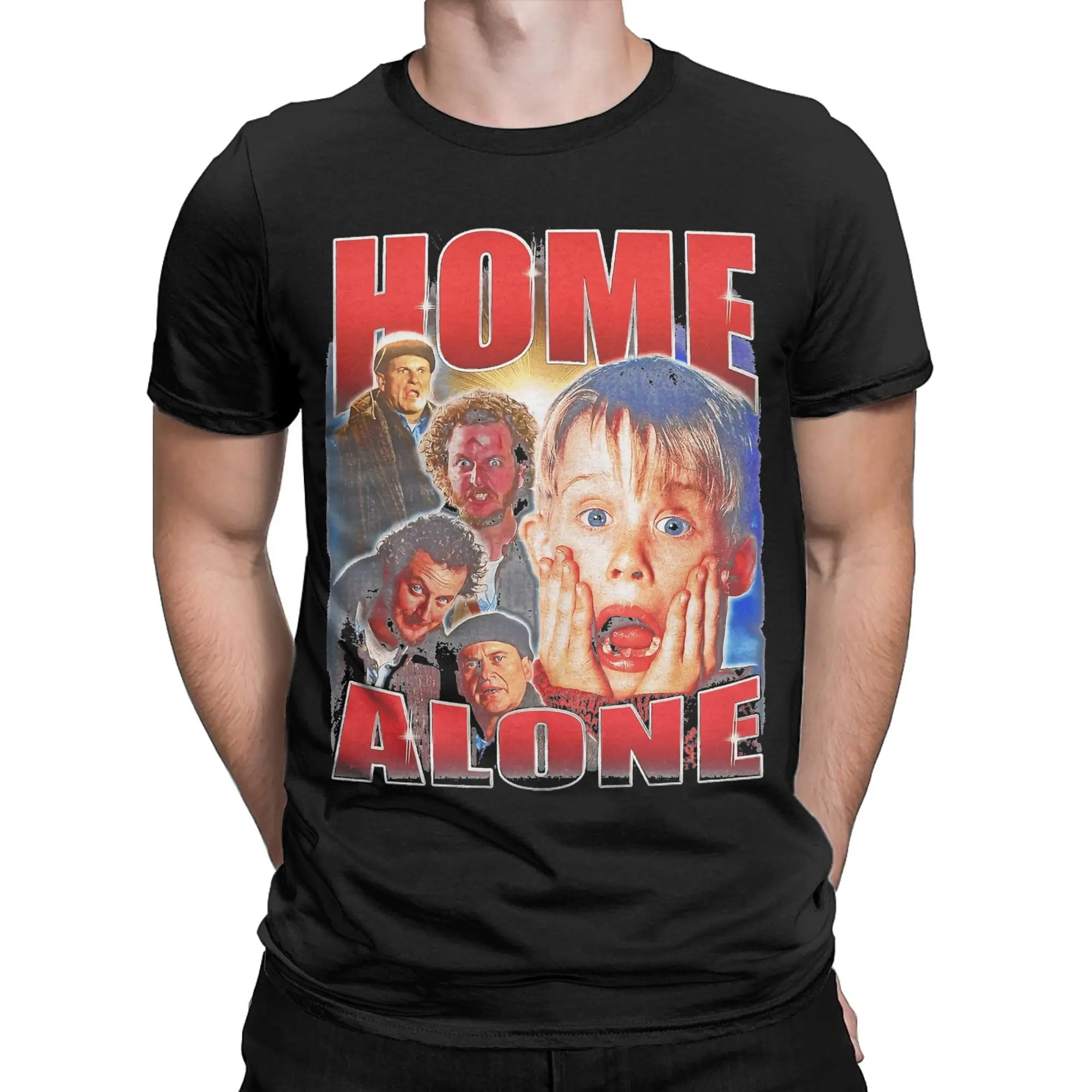 Vintage Home Alone Vintage 90s T-Shirt Men Crewneck Cotton T Shirt  Short Sleeve Tees Unique Clothes