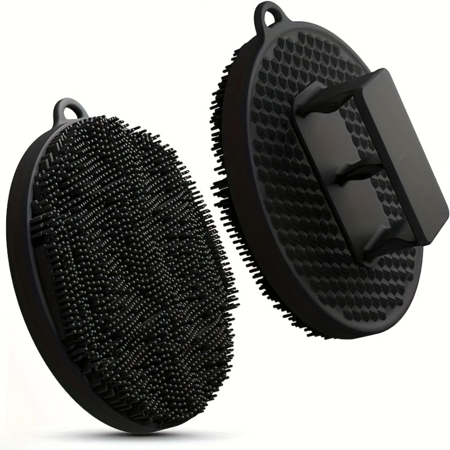 

Силиконовая щетка для ванны, скребок для тела — модернизированный круглый дизайн с двумя пальцами для улучшения трения, инновационный рисунок щетины