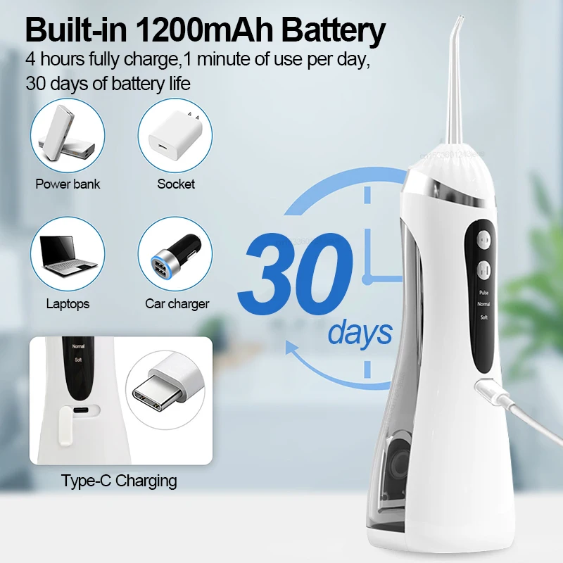 Oral irrigator Electric Dental Water Flosser for Teeth 200ML Waterproof Portable Cordless Teeth Whitening Mouth Washing Machine image 5