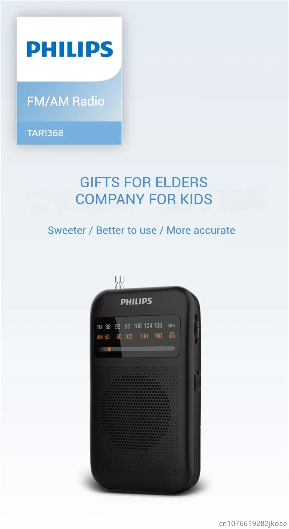 Neues Philips TAR1368 Radio, batteriebetrieben, speziell für Senioren, Halbleiter-Zeiger, Retro-FM, reine Rundfunkfunktion, kleines tragbares Audio-Gerät – Detail 1