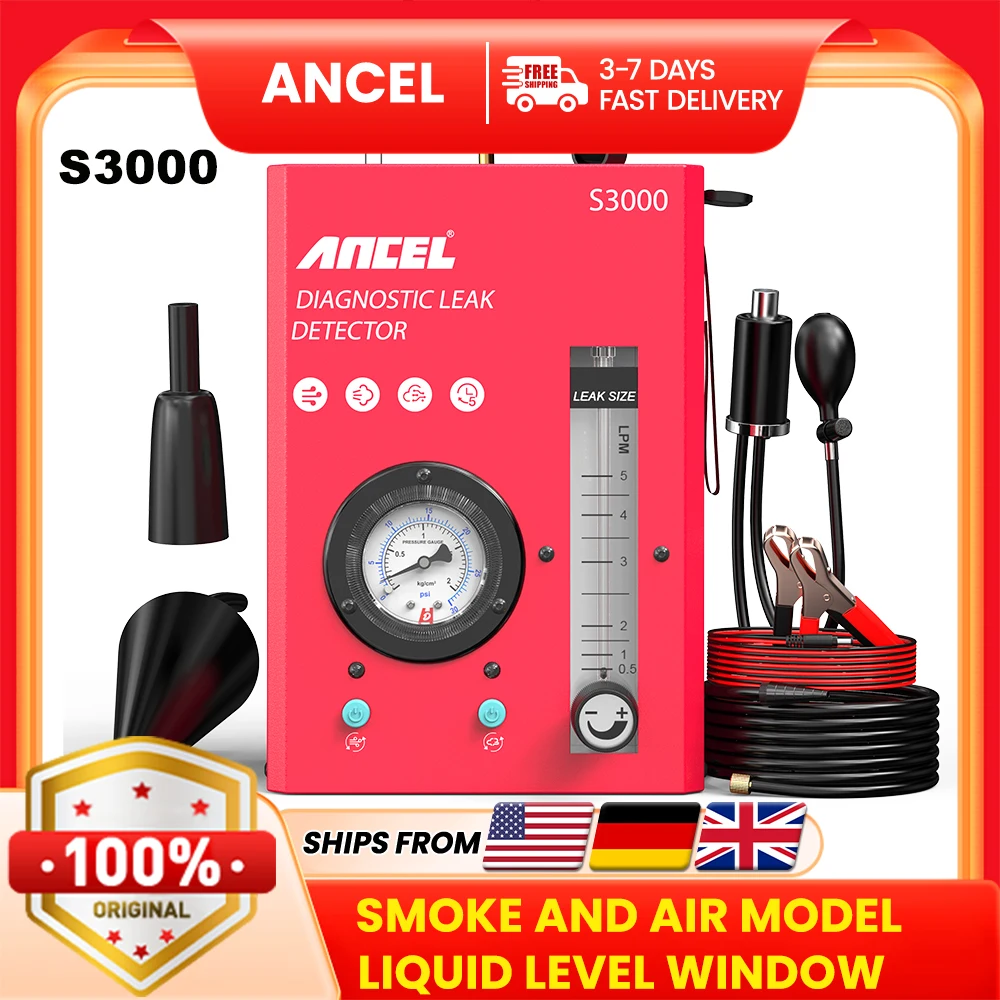 ANCEL S100/3000 Car Smoke Leak Detector Automotive Pipeline Smoke Generator For Cars Auto Exhaust Gas Analyzer Diagnostic