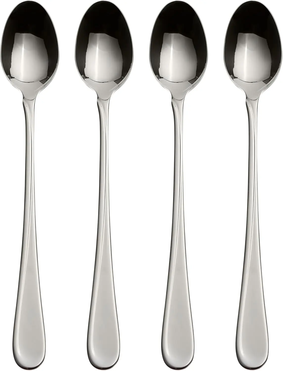 

Set of 4 Stainless Steel Iced Tea Spoons, Elegant Mid-Century Design for Dining and Serving