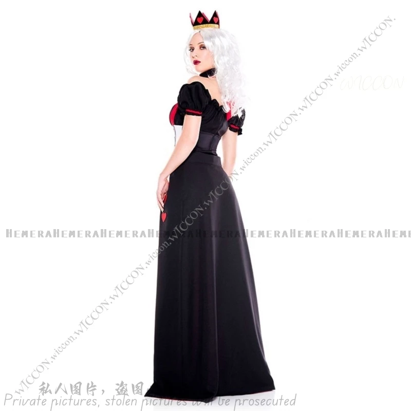 Adult Kid Queen of Hearts Wonderland Costume Cosplay Halloween Party Masquerade Costumes Sexy Headdress+Neck+Top+Tie Skirt+Socks