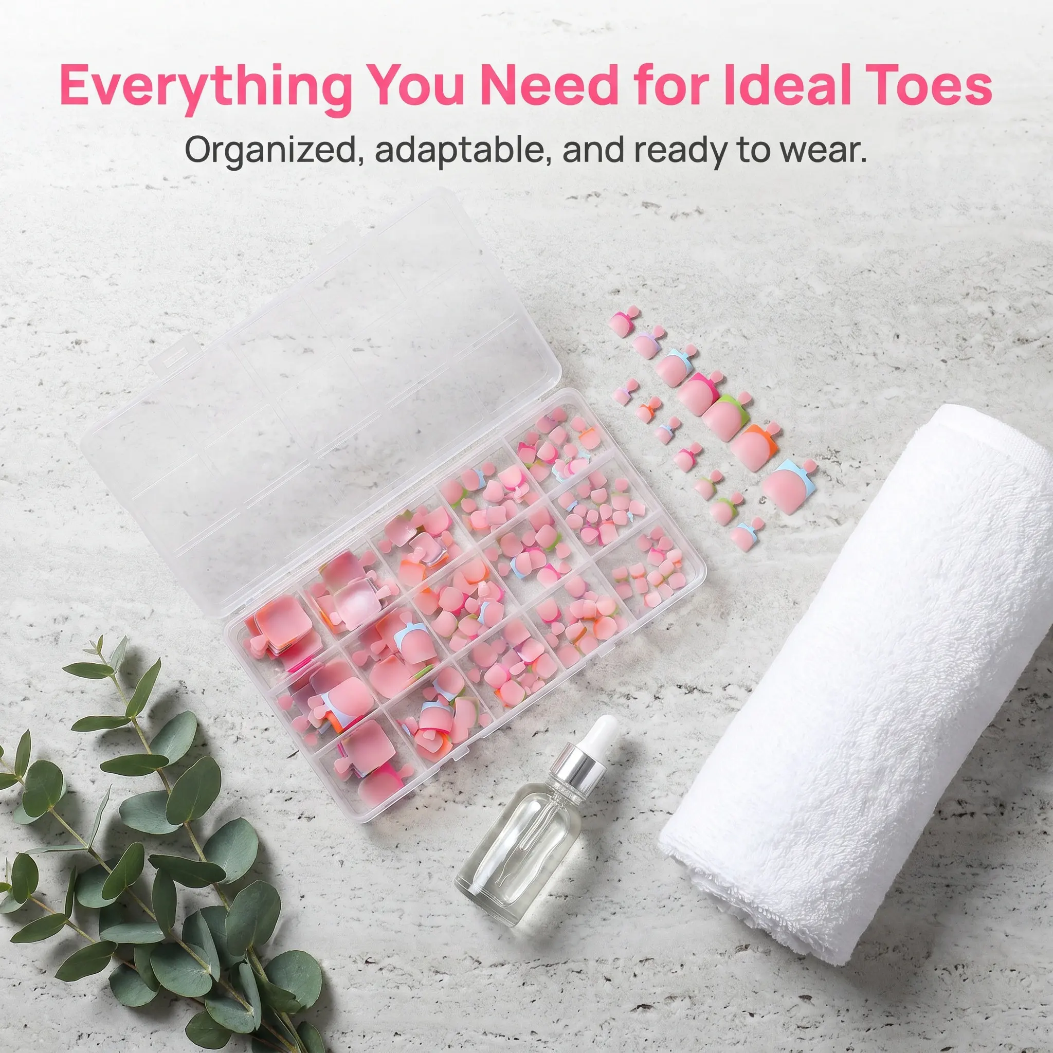 150Pcs Press on Toe Nails Box French Tip Soft Gel Thick Nude False Toenail Extensions Reusable Women Square Toenail Tips