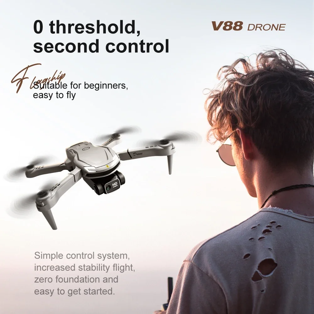 XIAOMI V88 Drone 8K kamera ganda, mainan Quadcopter UAV pesawat kendali jarak jauh HD GPS Aerial 5G WIFI dengan pengendali jarak jauh