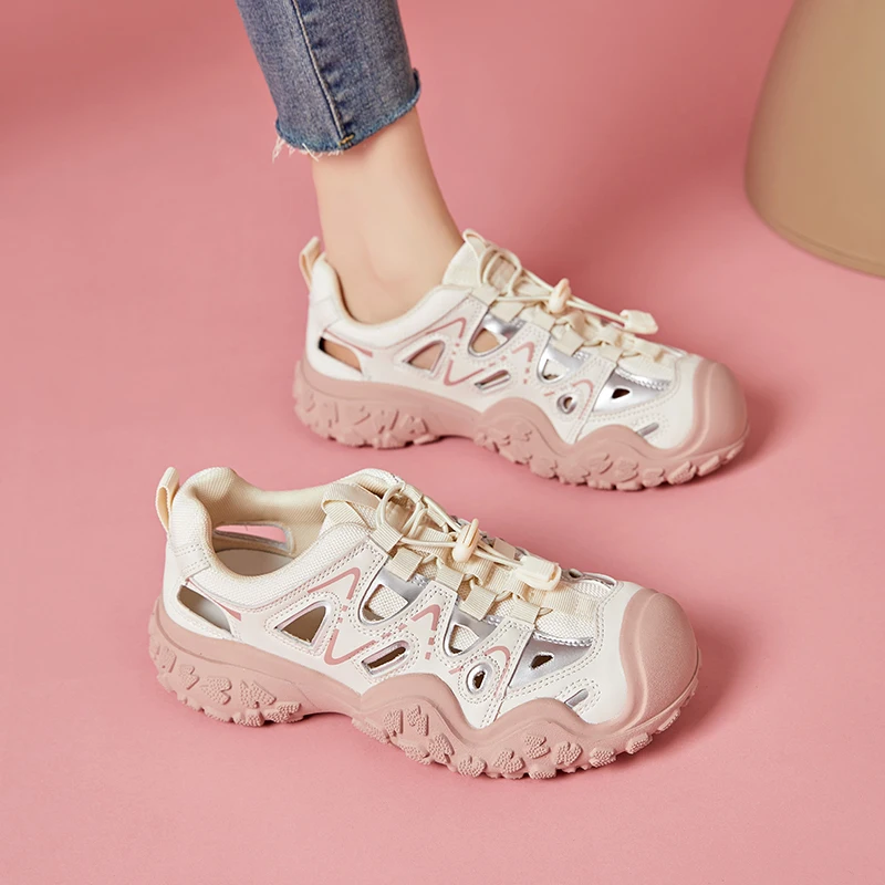 

2026NEW Jane Retro Women's Shoes 2025 Spring and Summer New Mesh Tire Thick-Soled Hollow Anti-Slip Wear-Resistant Sports Sandals