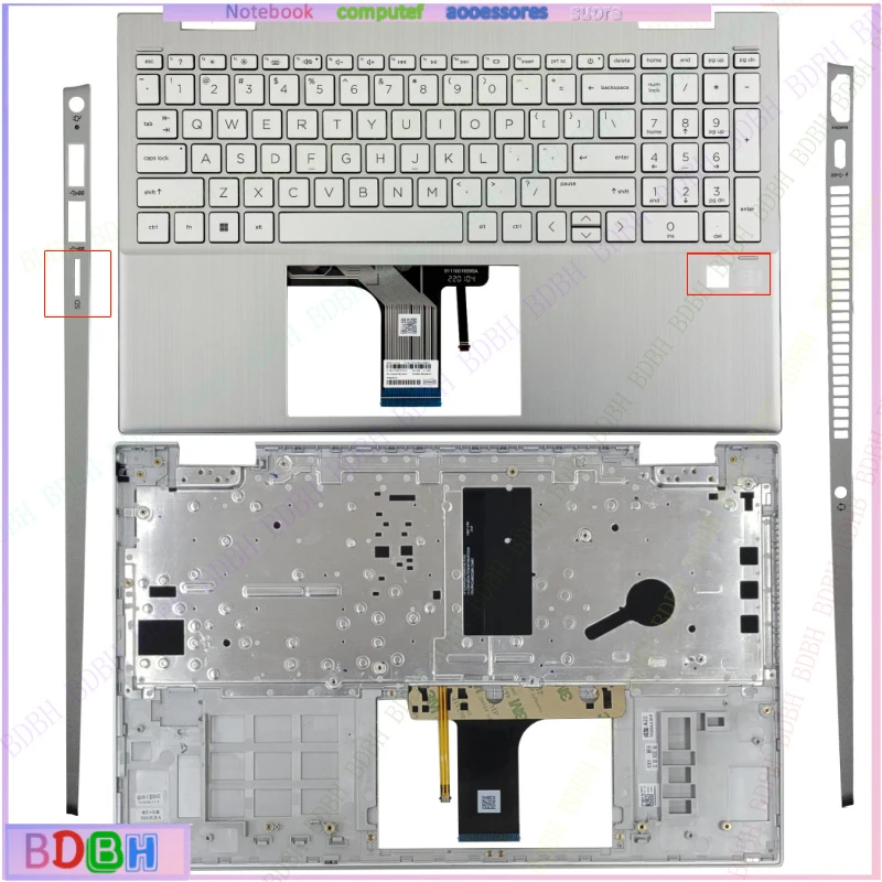 ZQ For HP Pavilion X360 15-ER TPN-W147 Upper Case Palmrest Cover Backlit keyboad