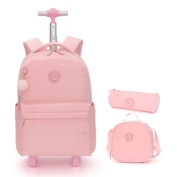 School Backpack set Rolling Backpack for Girls School Students Wheeled Backpack Trolley Bag With Wheels Travel Luggage Book Bag