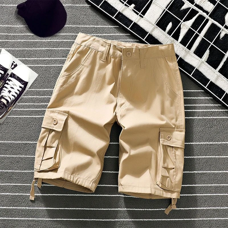 

New Summer Men's Casual Mid-Length Cargo Shorts Pure Cotton Loose Fit Lightweight Trendy Versatile for Outdoor Activities