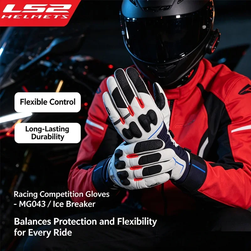 LS2 Autumn Winter Motorcycle Gloves, Windproof Waterproof Touch Screen Anti-fall Racing Moto Riding Protective Gloves