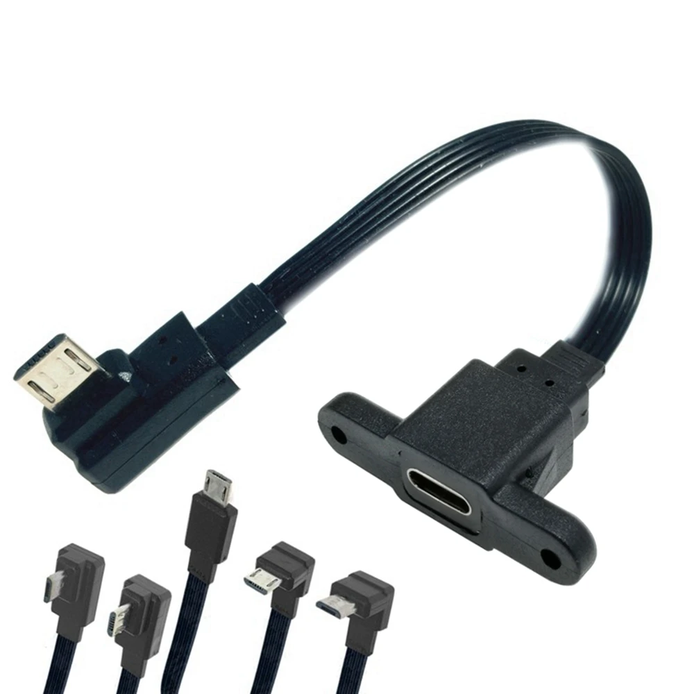 90 Angle Type-C Female To Micro-B Micro USB UP & Down & Left & Right Male USB Charger Data otg cable adapter