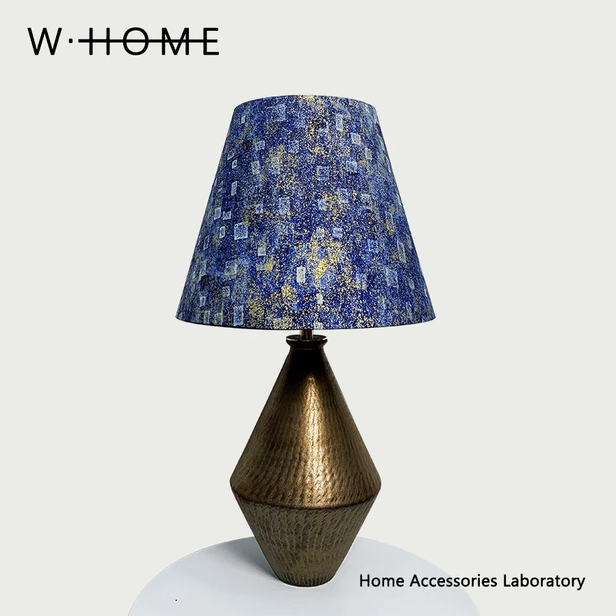 Blue fabric desk lamp imported from the UK with Liberty fabric, creative vintage atmosphere lamp gift
