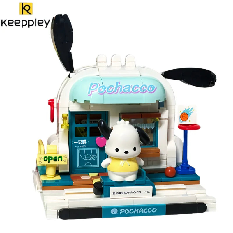 Keeppley Sanrio Building Blocks Pochacco House Architectural Model Cute Cartoon Decoration Puzzle Assembly Ornament Gift