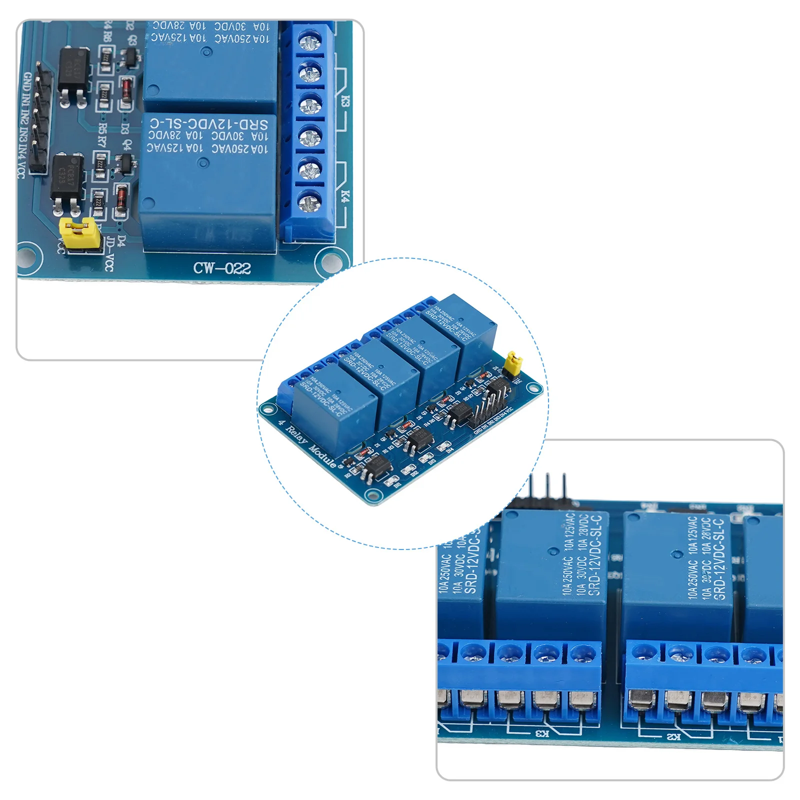 Microcontrollers Relay Control Board 4-way Relay Module 76mm*56mm*18.5mm Way Channel Relay Module New Practical