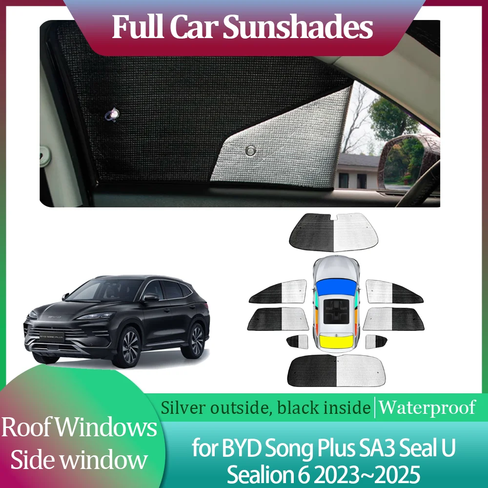 

Автомобильные солнцезащитные козырьки для BYD Song Plus SA3 Seal U Sealion 6 2023 ~ 2025, занавеска на лобовое стекло, козырек на крыше, комплект аксессуаров