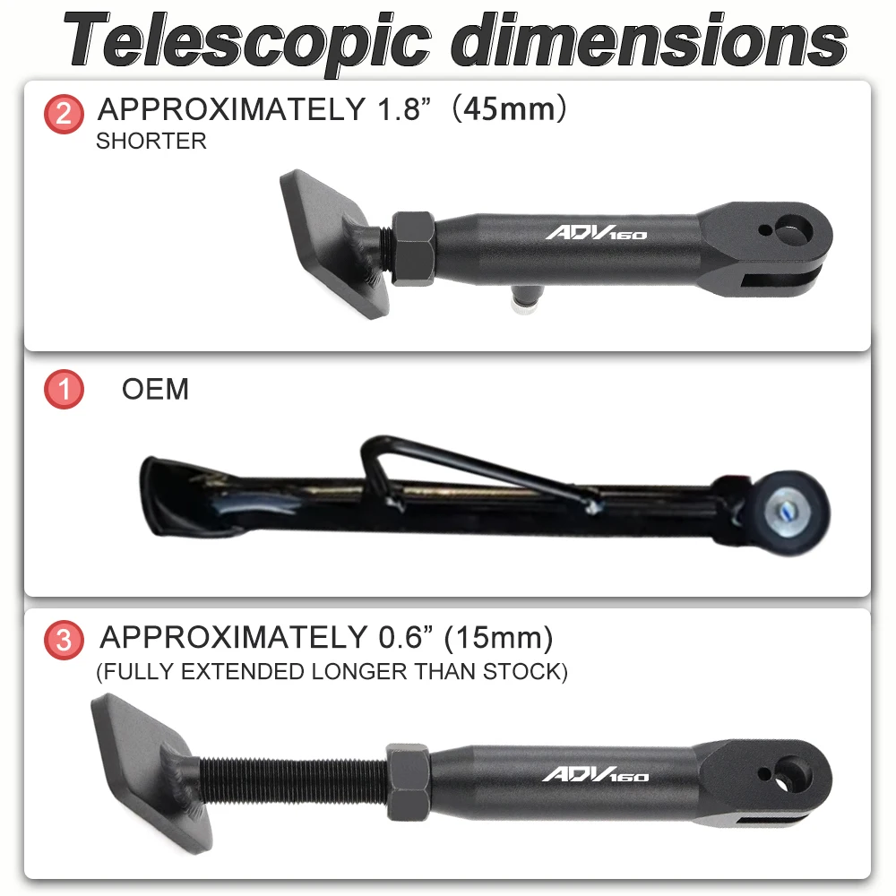 ขาตั้งข้างปรับระดับได้สำหรับรถมอเตอร์ไซค์ GROM 125 Monkey 125 Dax 125 ADV160 CT125 Trail PCX160 MSX125/MSX125SF/MSX