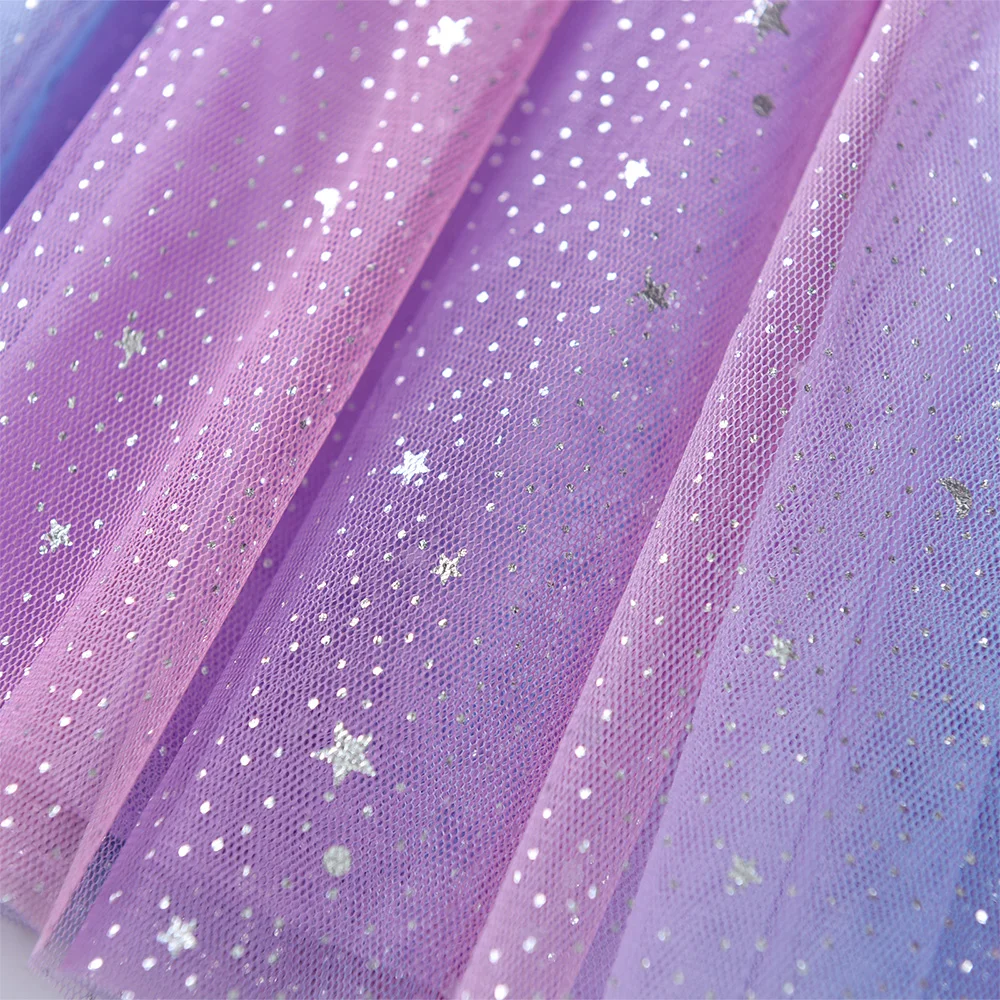 VIKITA Girls Mermaid Print Dress Kids Gradient Colorful Sequins Purple Sleeveless Summer Dresses Kids Party Beach Princess Dress - Image 4