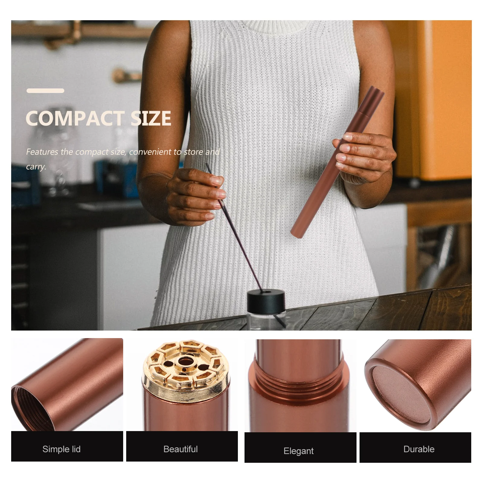 

Incense Stick Tube 20g Aluminum Alloy Storage Container Home Use Travel Friendly Stick Holder Aromatic Incense Storage