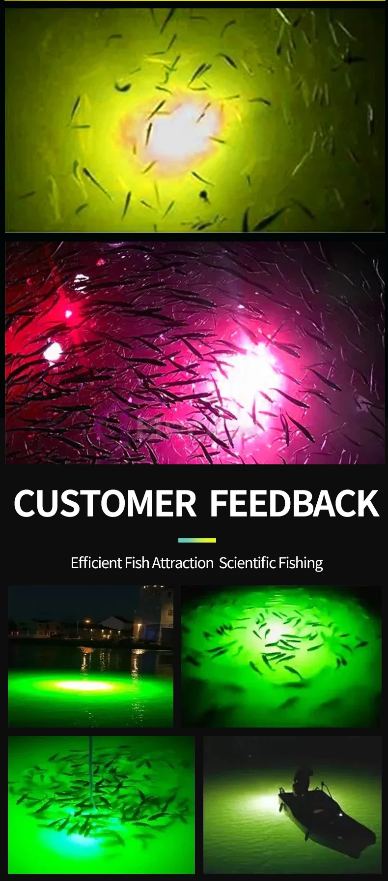 3000W Underwater Fishing Light Green Light Emitting Diode Deep Sea Fishing Light Night Fishing Attract Fish