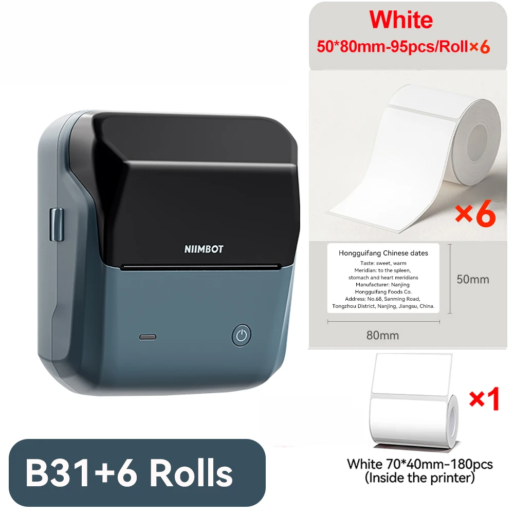 Niimbot B31 Draadloze Label Maker Thermische 20-75Mm Breedte Barcode Qr Code Sticker Machine Tag Prijs Fotoprinter Ondersteuning Telefoon/Pc