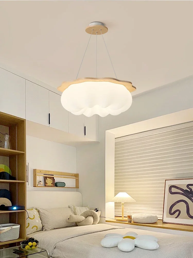 Children's Room Cloud Chandeliers Solid Wood Pumpkin Cloud Lamp Modern Cream Style Baby Room Nursery Boy Girl Bedroom Chandelier