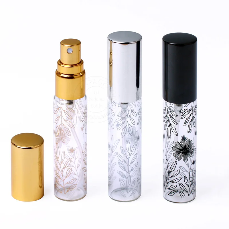 Botella de perfume de vidrio con diseño de 10ml, atomizador, mini botellas rellenables para líquidos cosméticos, contenedor de muestra de perfume de viaje