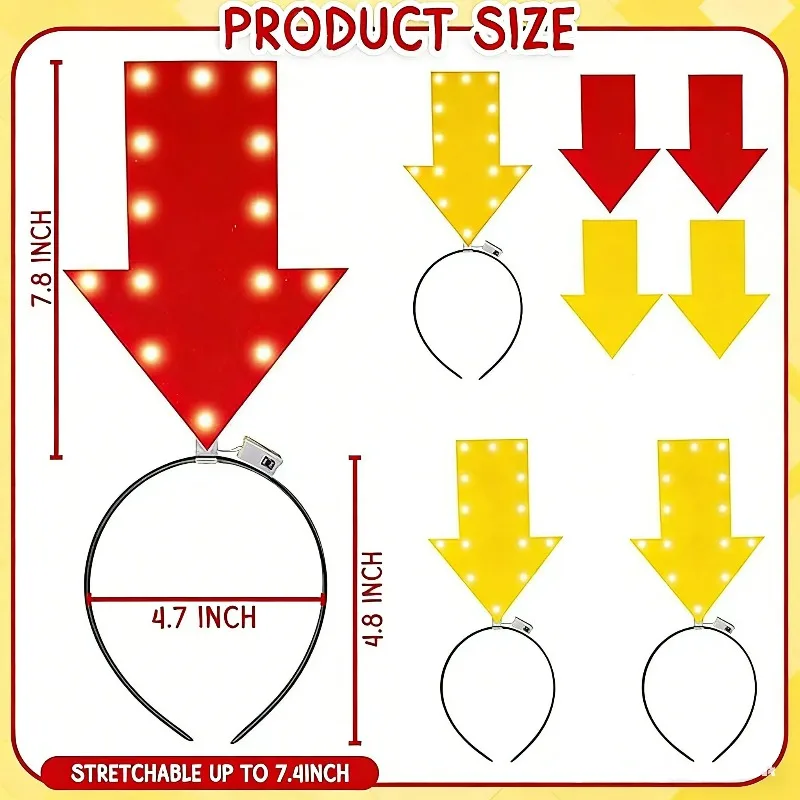 1pcs Led Light Up Unique Arrow Light Headband Glow Funny Novelty Hair Hoop Girl Headgear Holiday Hair Hoop Costume Headpiece