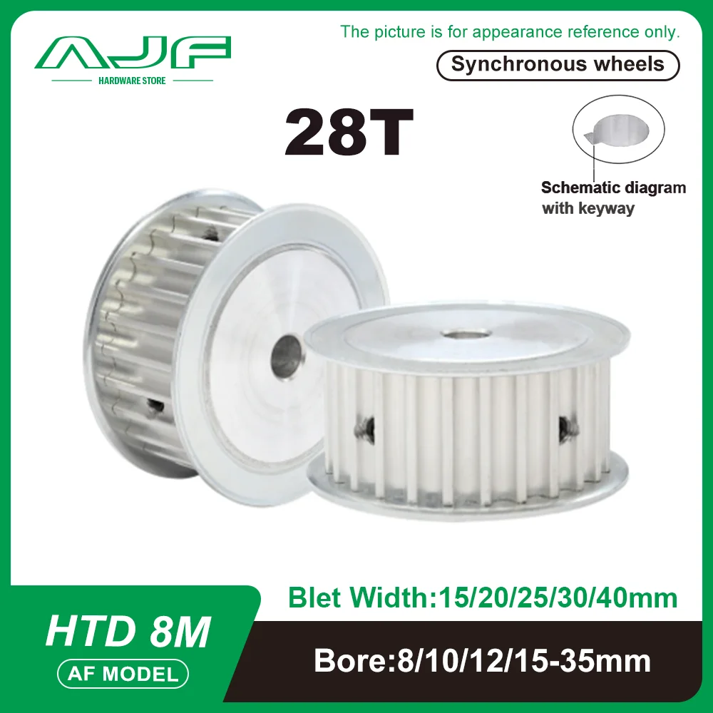 

28Teeth HTD 8M Timing Pulley AF Type 8M 28T Synchronous Wheel for Belt Width 15/20/25/30/40mm Bore 8-35mm HTD Timing Belt Pulley