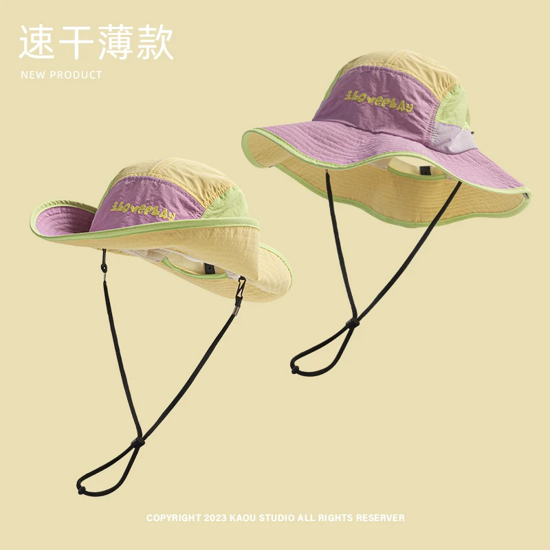 

sunscreen mountaineering hat color matching quick-drying bucket hat men's and women's summer sunshade camping fishing hat