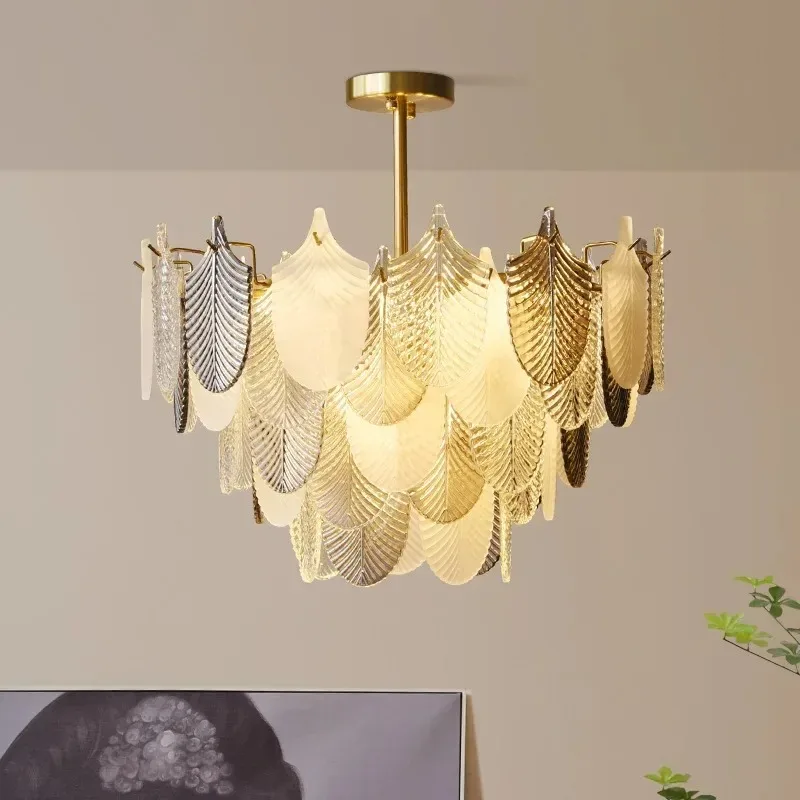 

Modern luxury glass chandelier, perfect for living room and bedroom lights, French retro lounge and dining room lights