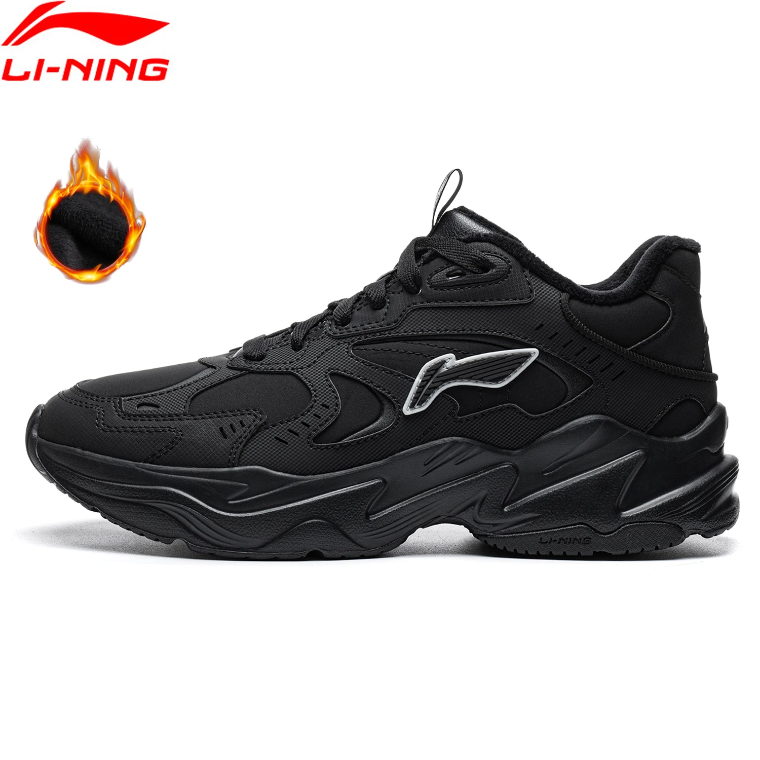 Li-Ning Men's LN DEFENDER Lifestyle Shoes Fleece Winter Warm Comfortable Sports Shoes LiNing Classic Leisure Sneakers AGCW401
