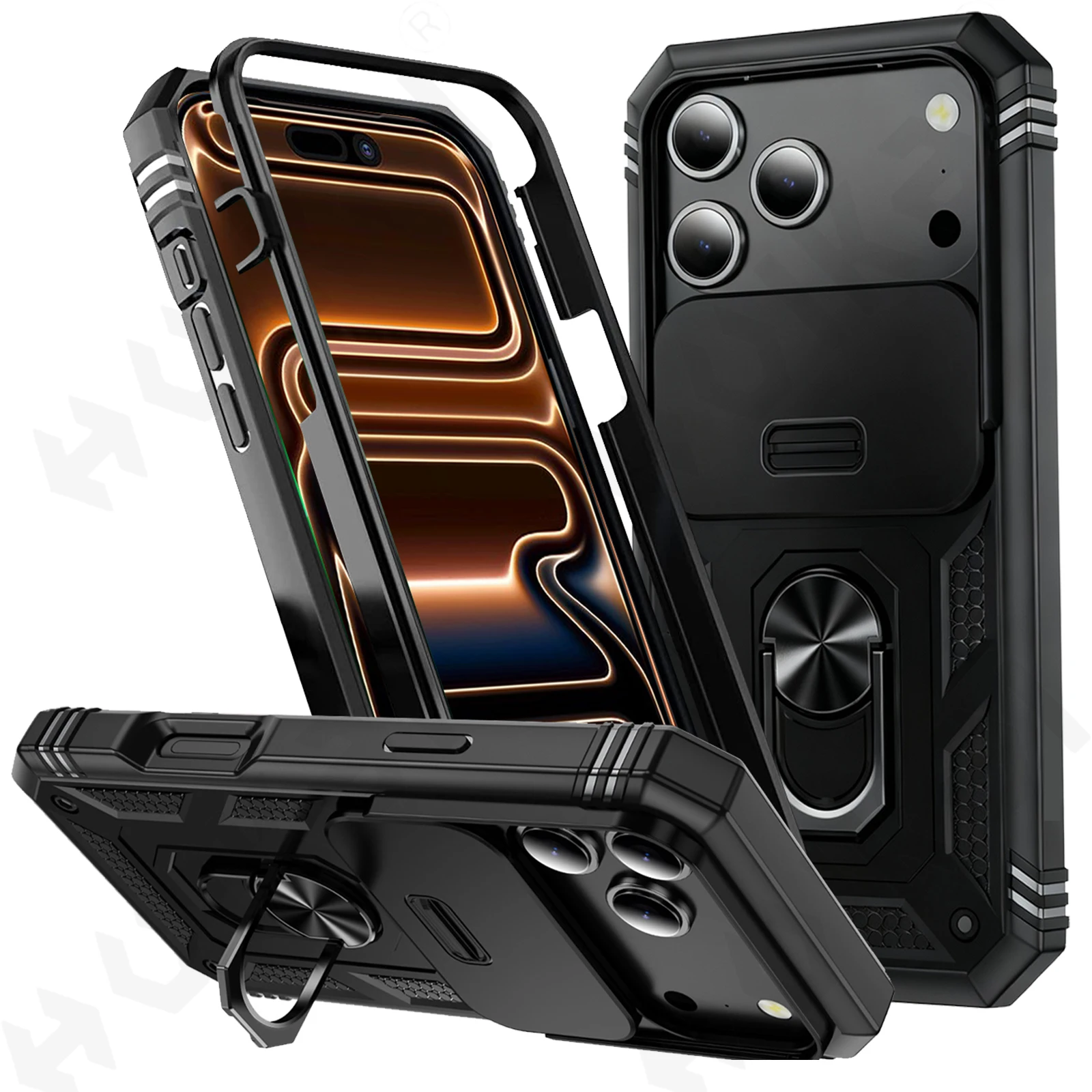 

Case For iPhone 17 16 15 14 13 12 11 Pro Max XS Plus Heavy Duty with Camera 360 Degree Rotate Kickstand Sturdy Shockproof Cover