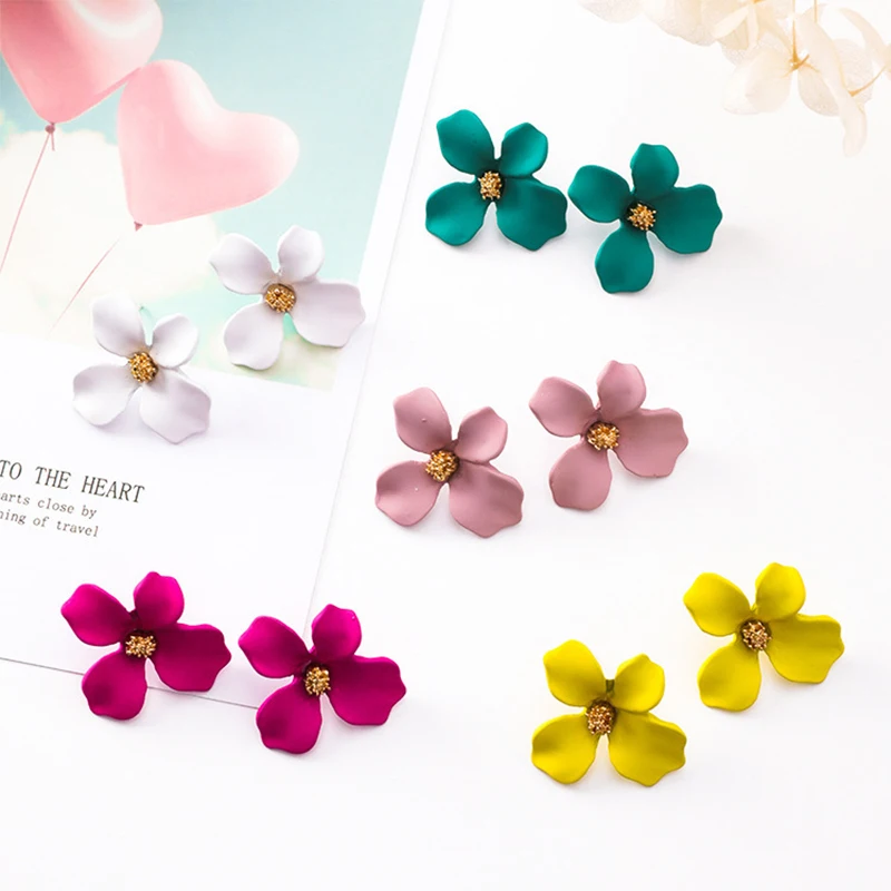 Korean Style Cute Flower Earrings For Women 2023 New Fashion Sweet Earrings Woman Brinco Wholesale Jewelry Colorful Ear Studs