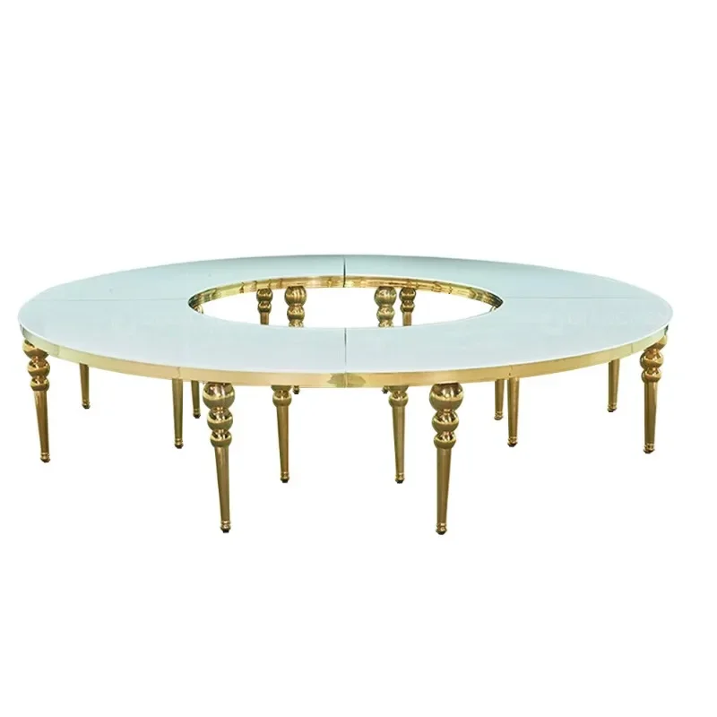 

S-shaped table half-moon oversized round outdoor banquet wedding splicing stainless steel dessert wedding table
