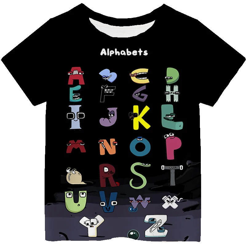 

Футболки с принтом алфавита и ЛОР, детская одежда, весенне-Летние повседневные топы с коротким рукавом и надписью, футболки для мальчиков и девочек с круглым вырезом, детская одежда