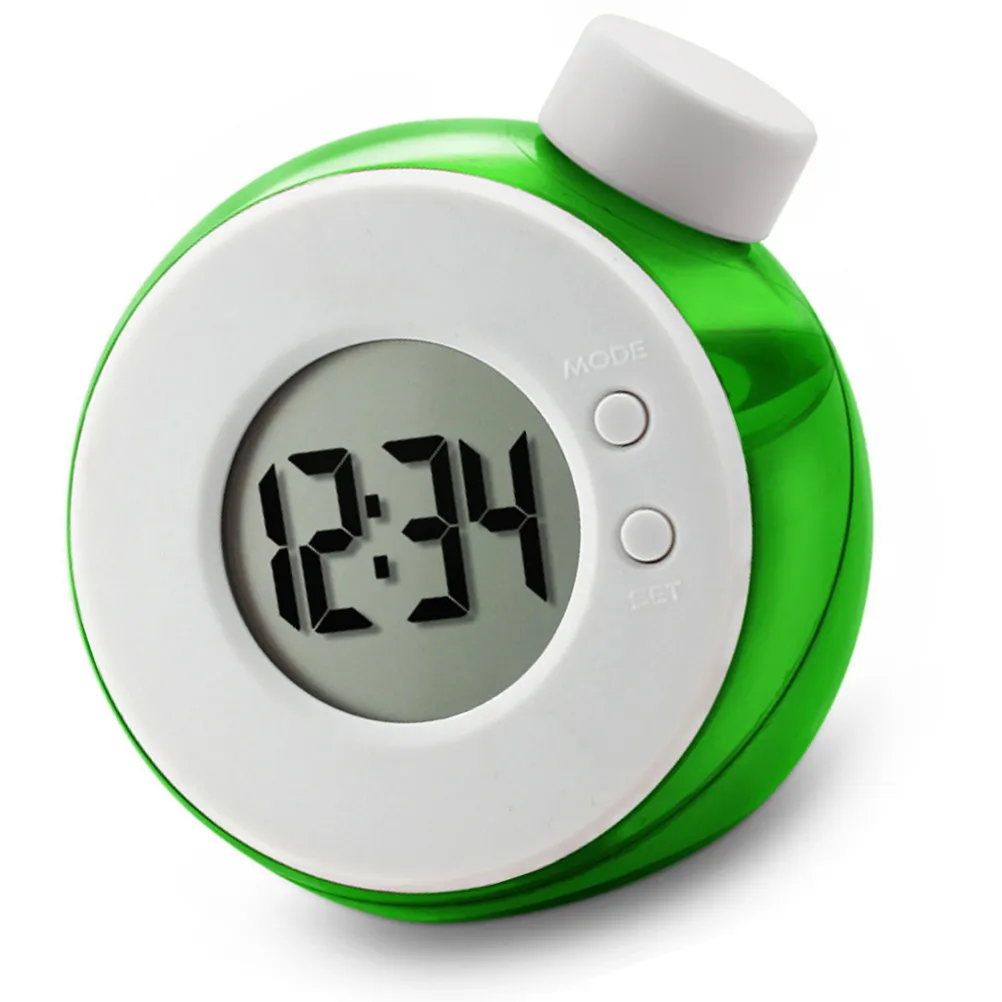 Water Operated Clock LED Display No Battery Timepiece Eco Friendly Bathroom Shower Timer Waterproof Small Clock Blue