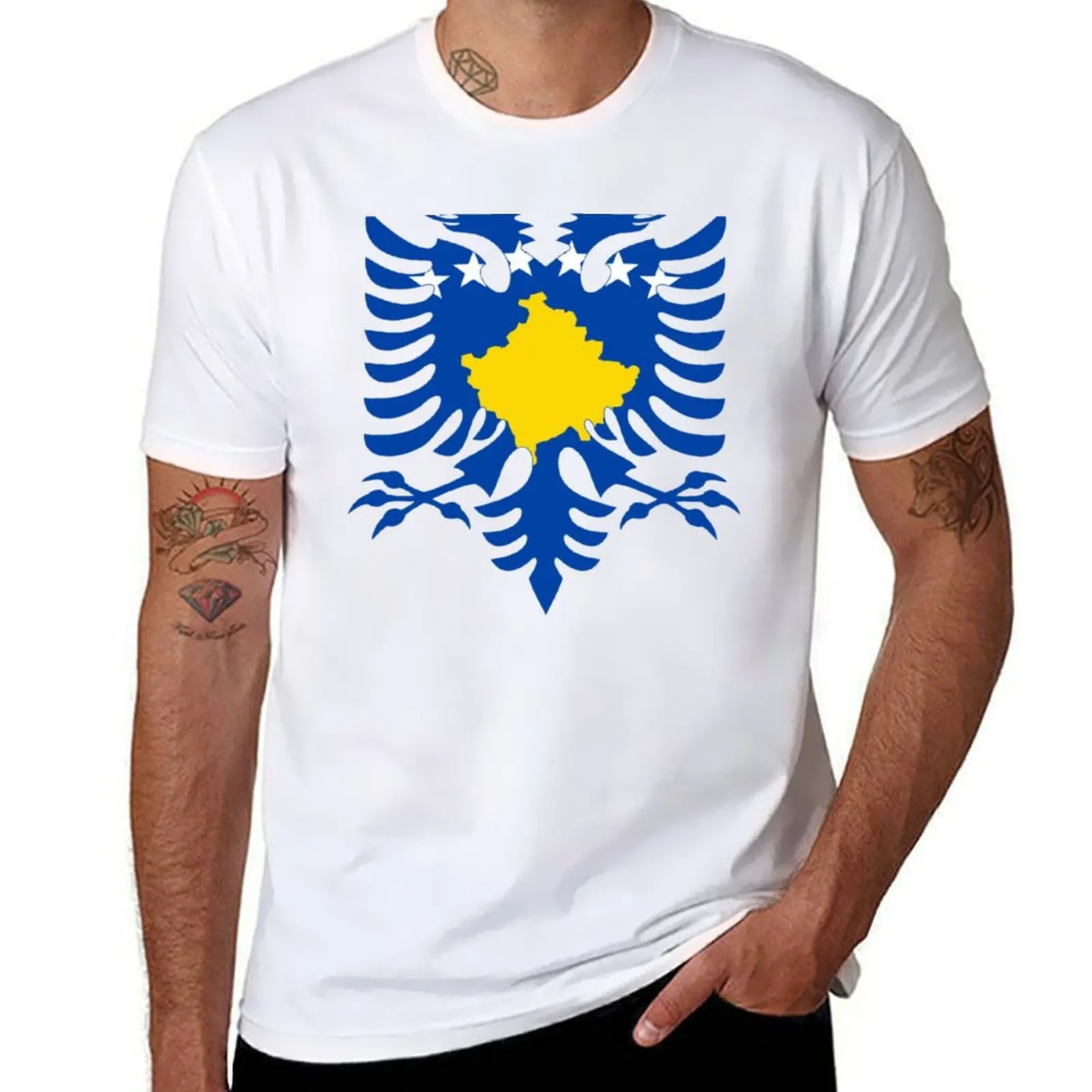 

Albania Kosovo flag united T-Shirt t shirts for man cotton soft t shirts for man pack cotton T-Shirt