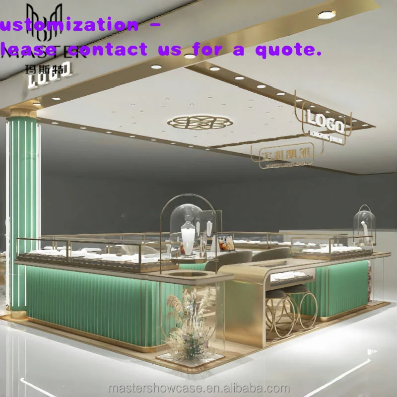 

custom.Customized Products Lighted Jewelry Display Mall Kiosk Glamorous Display Cabinet Stainless Steel Counter