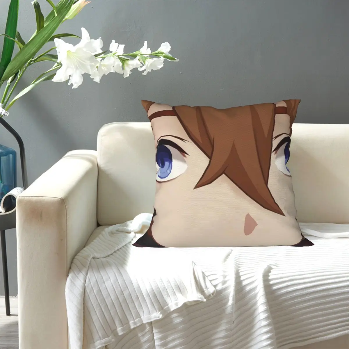 Childe (Tartaglia) Face Mem Square Pillowcase Pillow Cover Cushion Zip Decorative Comfort Throw Pillow for Home Car