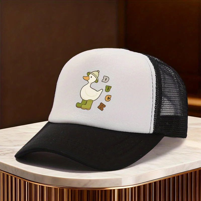 Cute Duck Boots Graphic Trucker Hat Unisex Polyester Mesh Baseball Cap Casual Adjustable