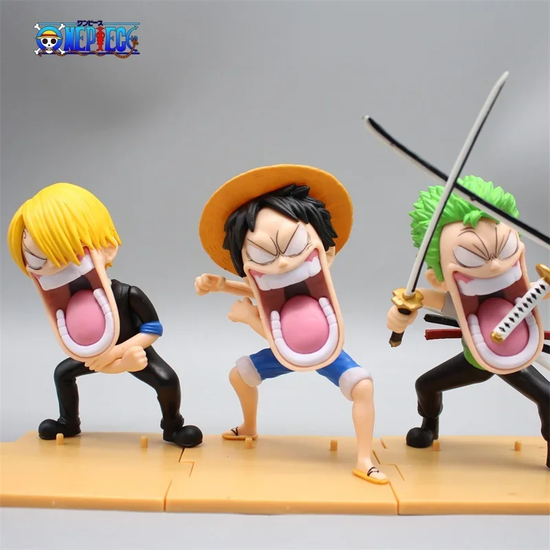 

Фигурки Luffy One Piece 3 шт., фигурки Sanji Roronoa Zoro, экшн-фигурки Q Version, статуя голодного трио, ПВХ Модель, игрушки, куклы, подарки