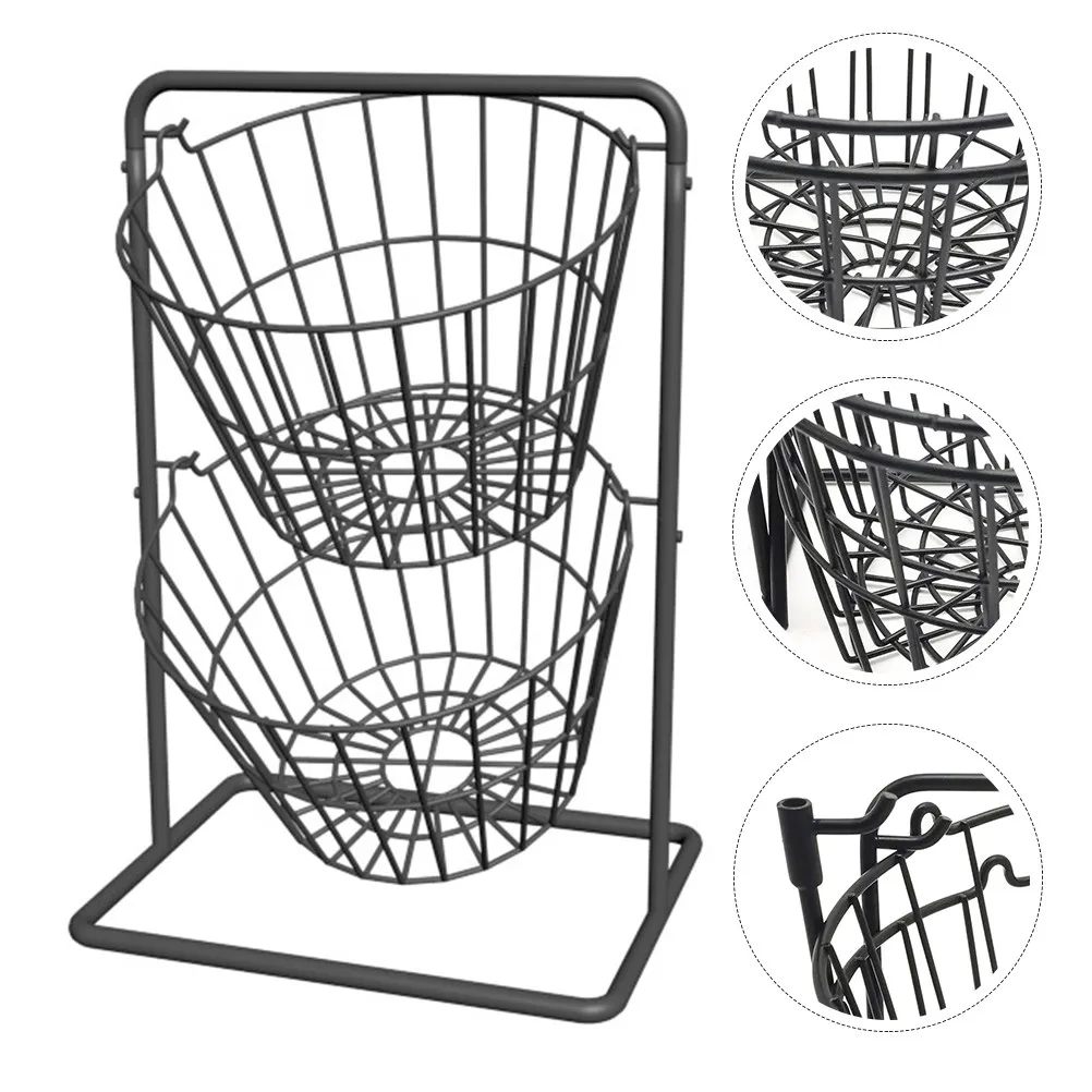 

1pcs Double-Layer Fruit Basket Detachable Iron Vegetable Storage Rack For Kitchen Home Countertop Food Organizer Ginger Snacks