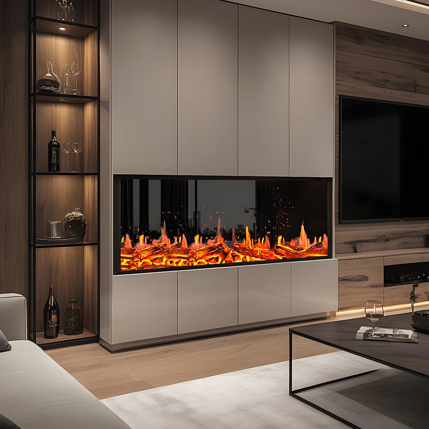 Голографический экран тень электронный камин супер имитация пламени ТВ фон украшение стены обогреватель бытовой