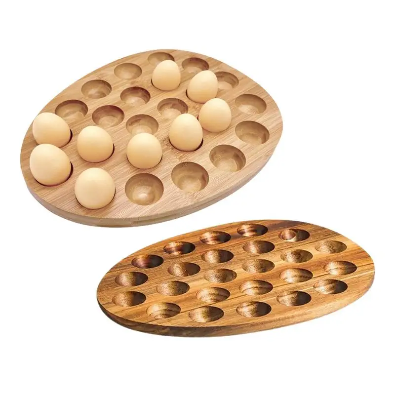 Reversible Wood Deviled Egg Tray Charcuterie Board Egg Carrier Platter Kitchen Serving Plate Cutting Board For home & Kitchen