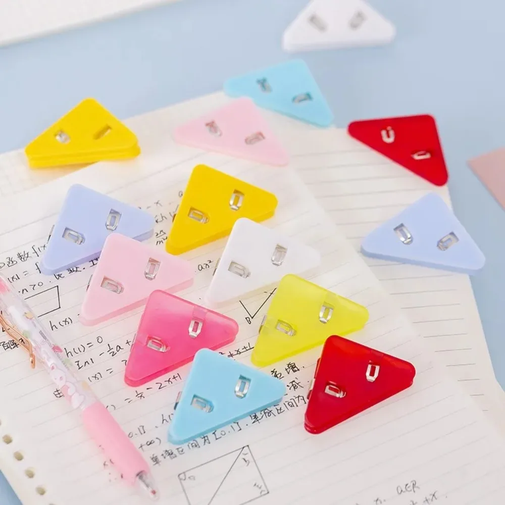 3/5pcs Triangle File Clip Angle Corner Clip Prevent Book Curling Student Test Paper Corner Anti Curling Tool Cute Paper Clips