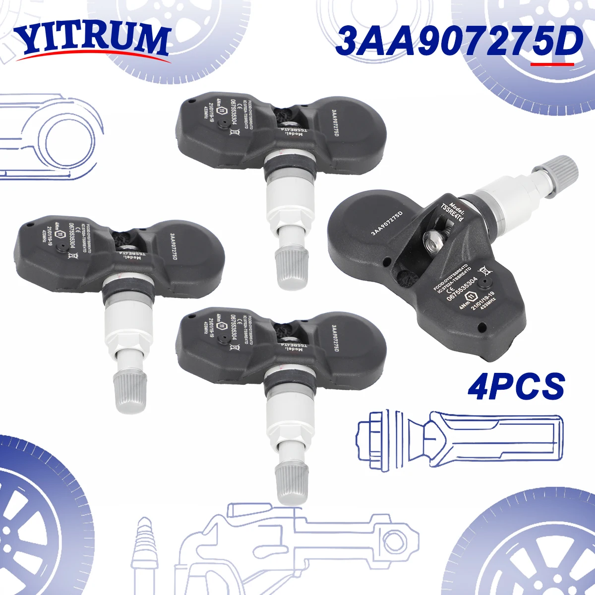 

3AA907275D 433MHz TPMS Tire For Volkswagen Passat B6 CC Tiguan Touran LCV Tyre Pressure Monitoring System Sensor