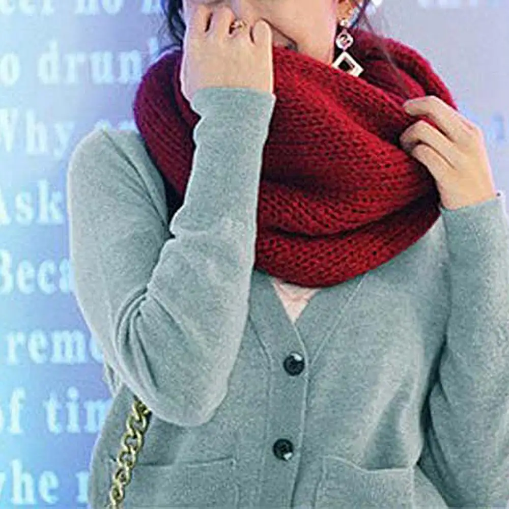 Gift Women Warm Scarf Winter Men Woolen Yarn Knitted Neck Collar Warmer Wrap Gift